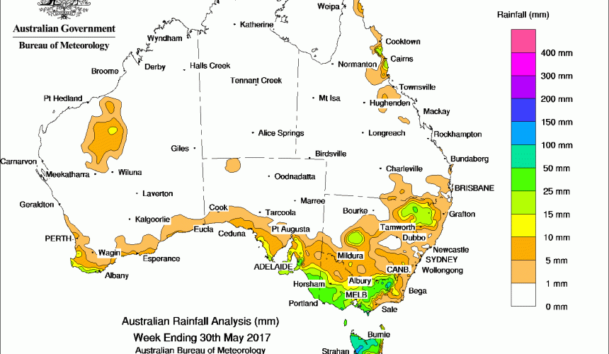 Weekly rainfall wrap + 14 day outlook, 31 May 2017