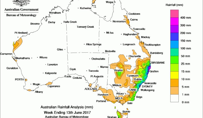 Weekly rainfall wrap + 14 day outlook, 14 June 2017