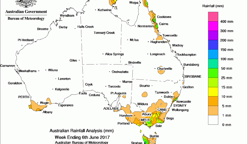 Weekly rainfall wrap + 14 day outlook, 7 June 2017
