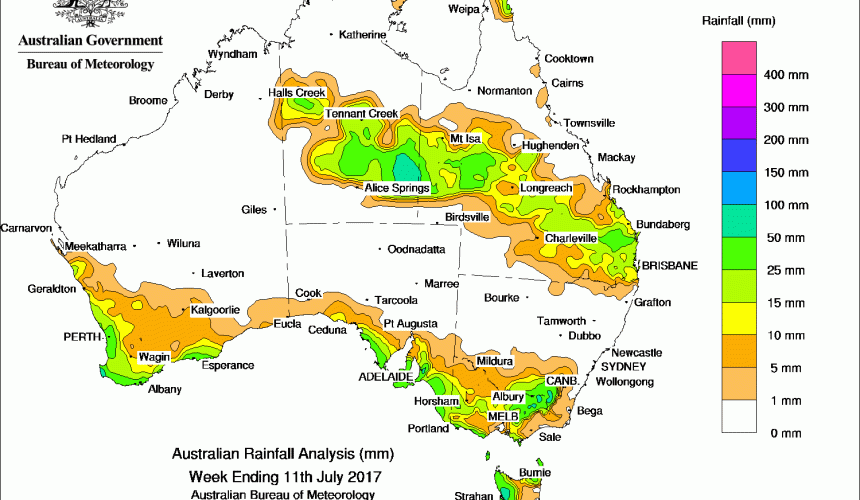 Weekly rainfall wrap + 14 day outlook, 12 July 2017