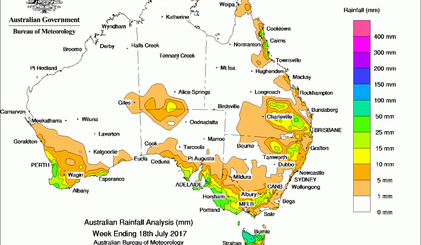 Weekly rainfall wrap + 14 day outlook, 19 July 2017