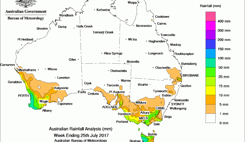 Weekly rainfall wrap + 14 day outlook, 26 July 2017