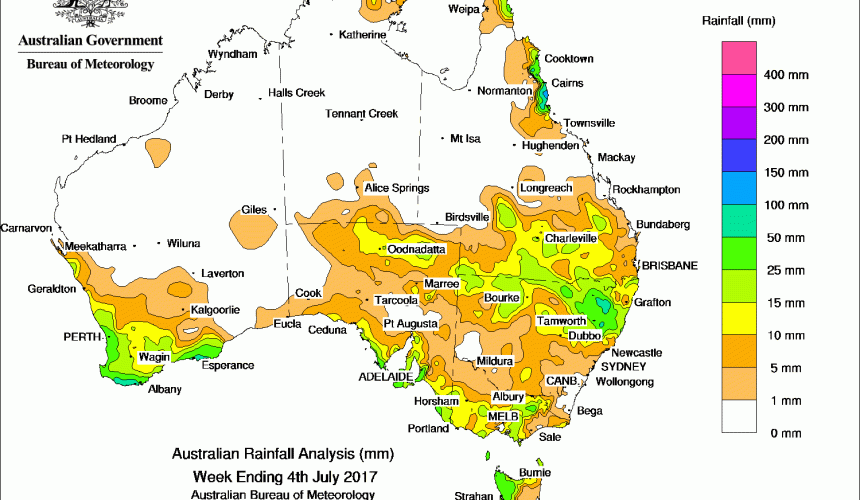 Weekly rainfall wrap + 14 day outlook, 5 July 2017