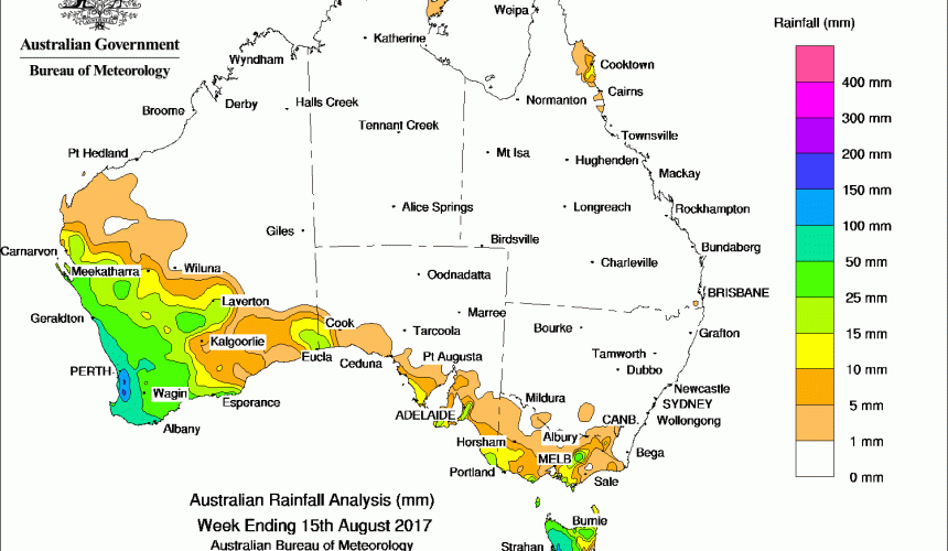Weekly rainfall wrap + 14 day outlook, 16 Aug 2017