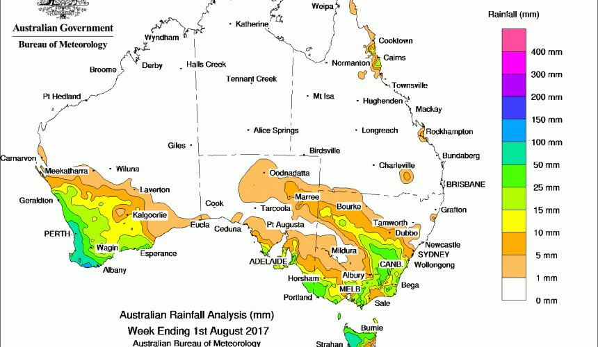 Weekly rainfall wrap + 14 day outlook, 2 Aug 2017
