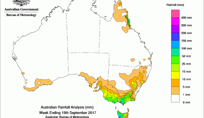 Weekly rainfall wrap + 14 day outlook, 20 Sep 2017