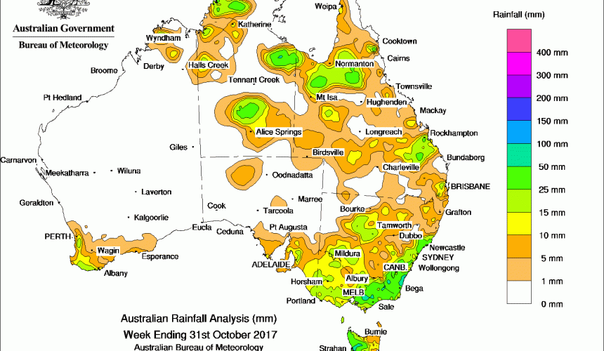 Weekly rainfall wrap + 14 day outlook, 1 Nov 2017