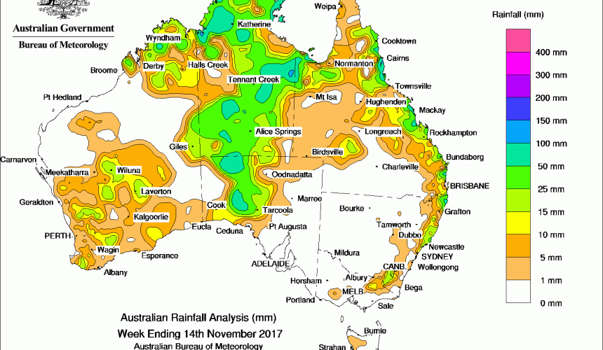 Weekly rainfall wrap + 14 day outlook, 15 Nov 2017
