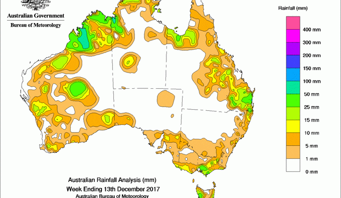 Weekly rainfall wrap + 14 day outlook, 13 Dec 2017