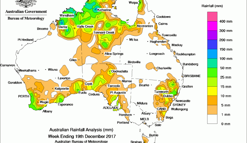 Weekly rainfall wrap + 14 day outlook, 20 Dec 2017