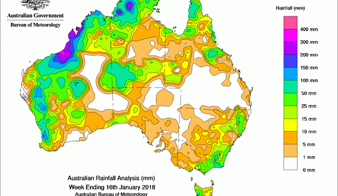Weekly rainfall wrap + 14 day outlook, 17 Jan 2018