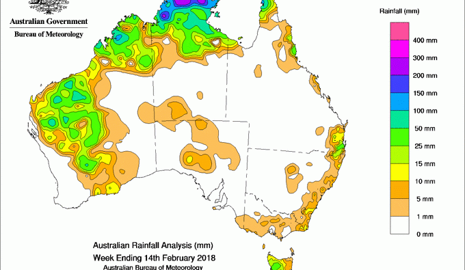 Weekly rainfall wrap + 14 day outlook, 14 Feb 2018