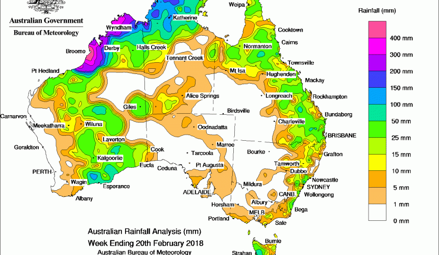 Weekly rainfall wrap + 14 day outlook, 21 Feb 2018