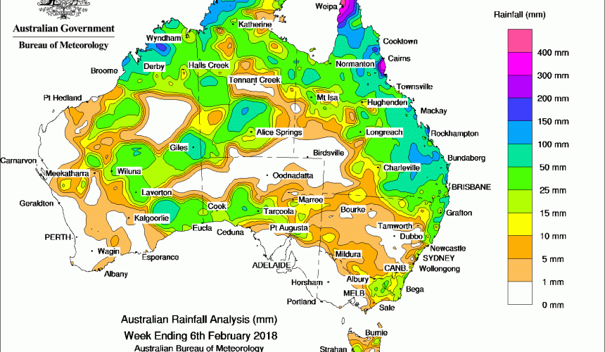 Weekly rainfall wrap + 14 day outlook, 7 Feb 2018
