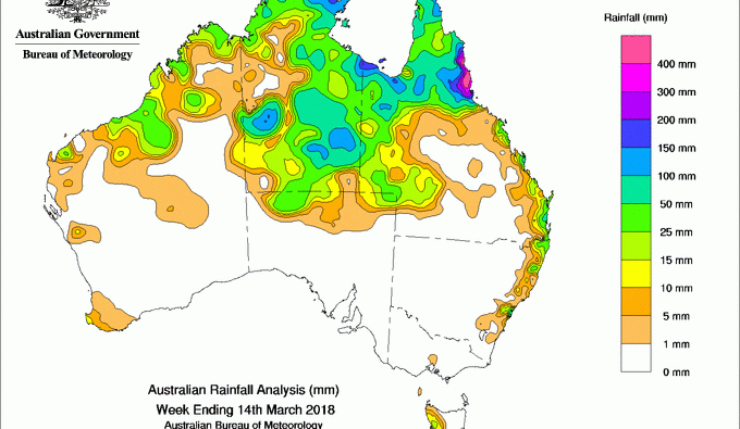 Weekly rainfall wrap + 14 day outlook, 14 Mar 2018