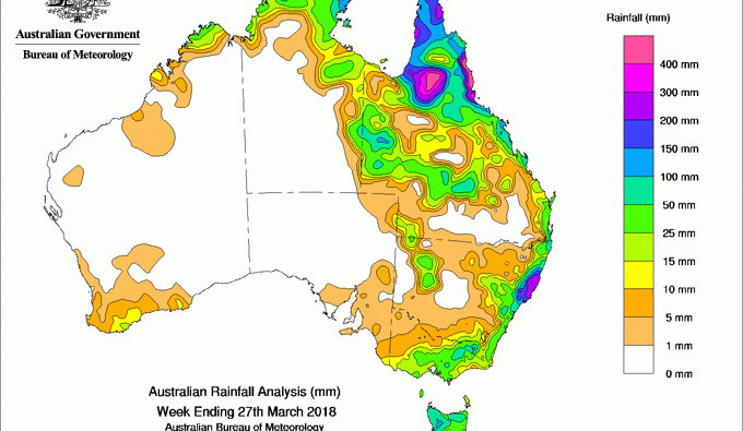 Weekly rainfall wrap + 14 day outlook, 28 Mar 2018