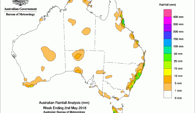 Weekly rainfall wrap + 14 day rain outlook, 2 May 2018