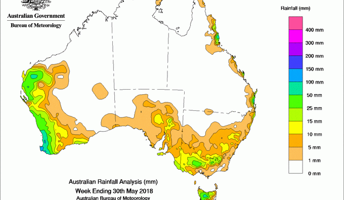 Weekly rainfall wrap + 14 day rain outlook, 30 May 2018