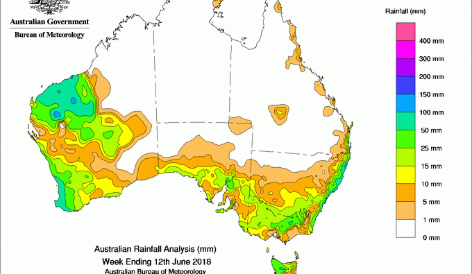 Weekly rainfall wrap + 14 day rain outlook, 13 June 2018