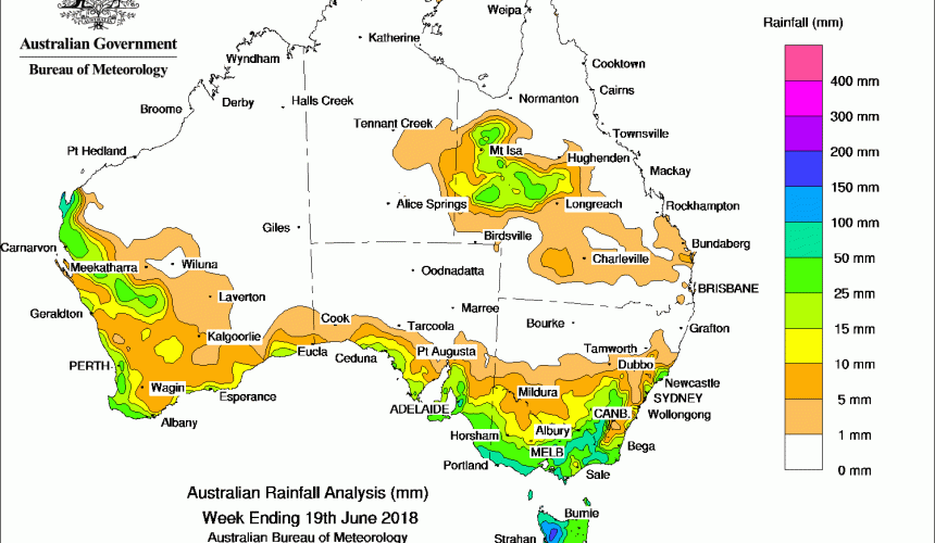 Weekly rainfall wrap + 14 day rain outlook, 20 June 2018