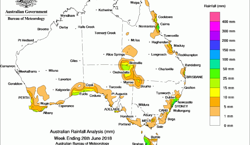 Weekly rainfall wrap + 14 day rain outlook, 27 June 2018
