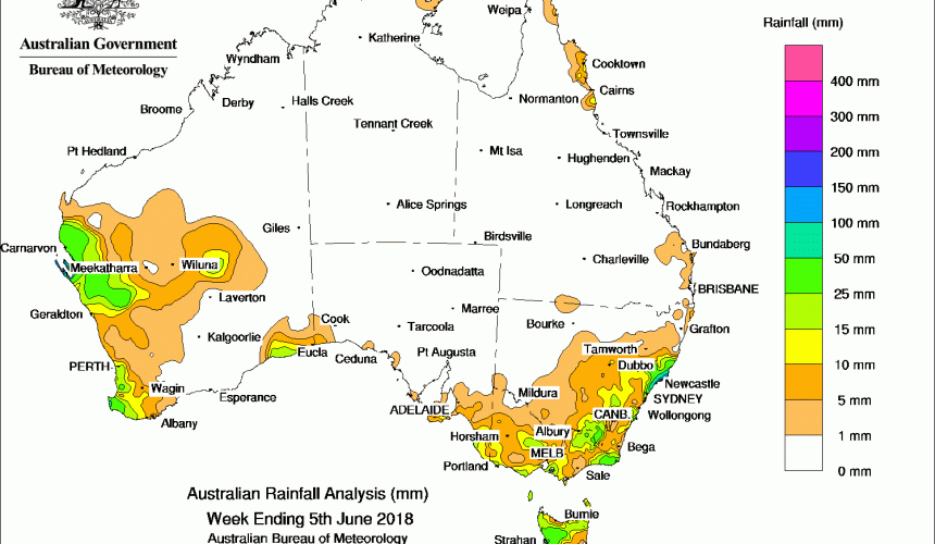 Weekly rainfall wrap + 14 day rain outlook, 6 June 2018