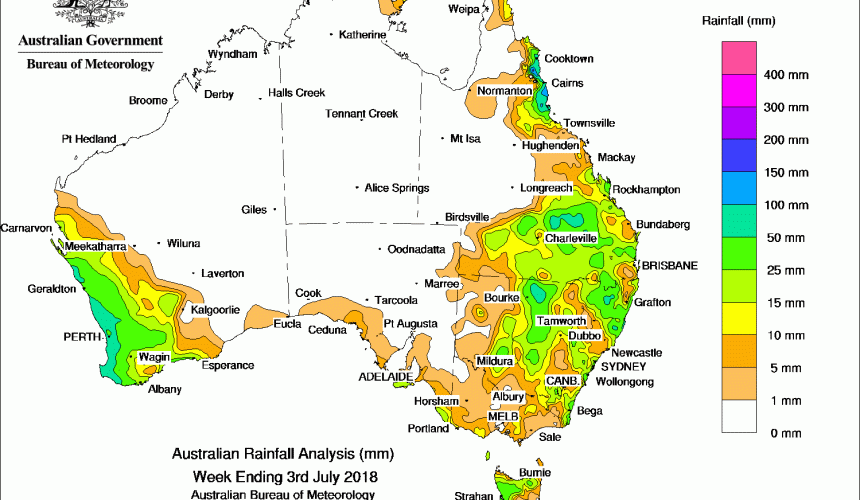 Weekly rainfall wrap + 14 day rain outlook, 4 July 2018