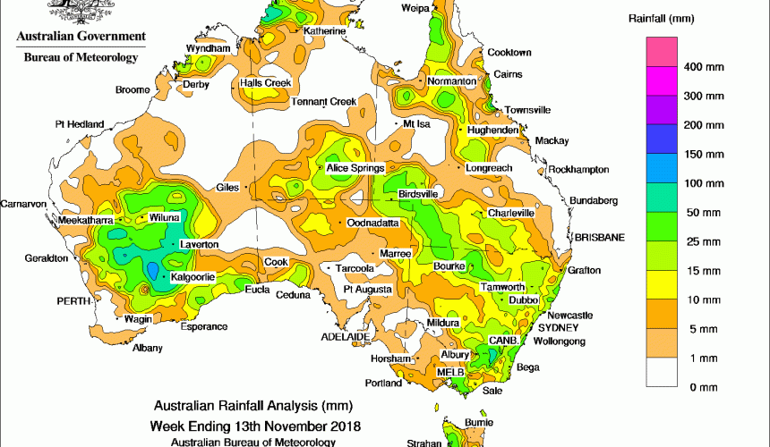 Weekly rainfall wrap + rain outlook, 14 Nov 2018