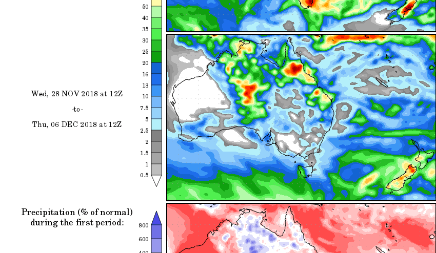 Weekly rainfall wrap + rain outlook, 21 Nov 2018