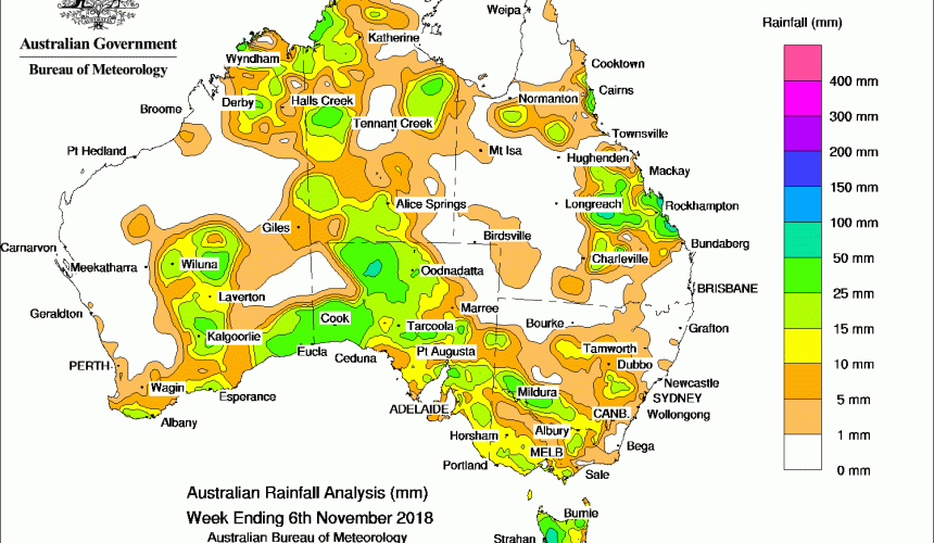 Weekly rainfall wrap + rain outlook, 7 Nov 2018