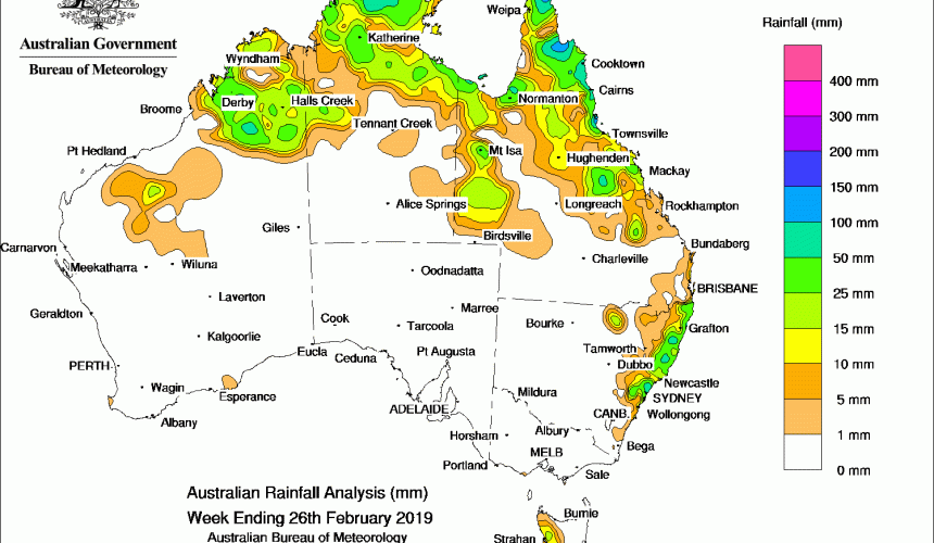 Weekly rainfall wrap + rain outlook, 27 Feb 2019