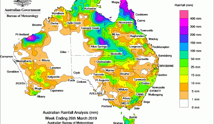 Weekly rainfall wrap + rain outlook, 27 March 2019