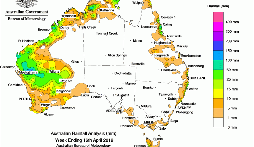 Weekly rainfall wrap + rain outlook, 17 Apr 2019
