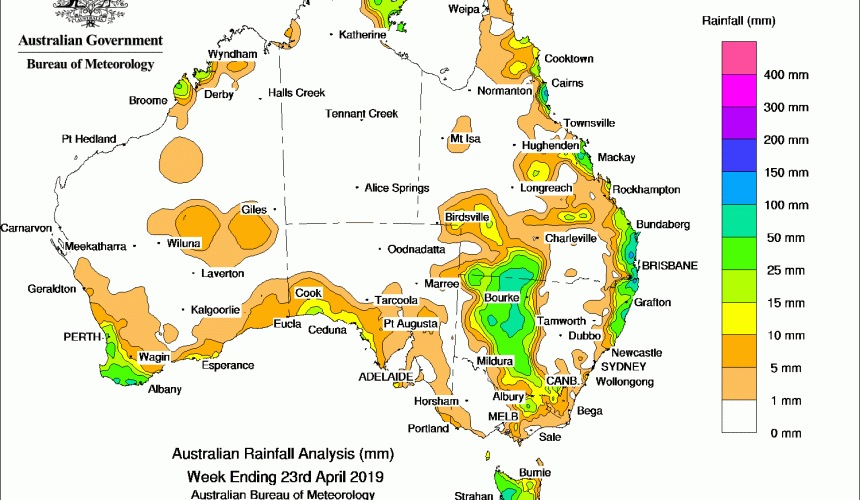 Weekly rainfall wrap + rain outlook, 1 May 2019