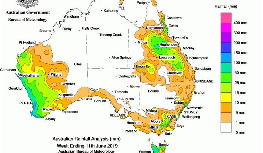Weekly rainfall wrap + rain outlook, 12 June 2019