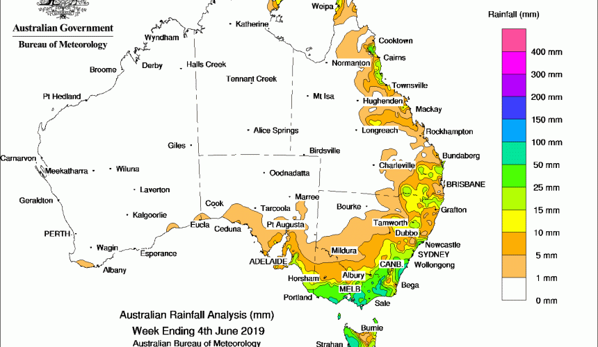 Weekly rainfall wrap + rain outlook, 5 June 2019