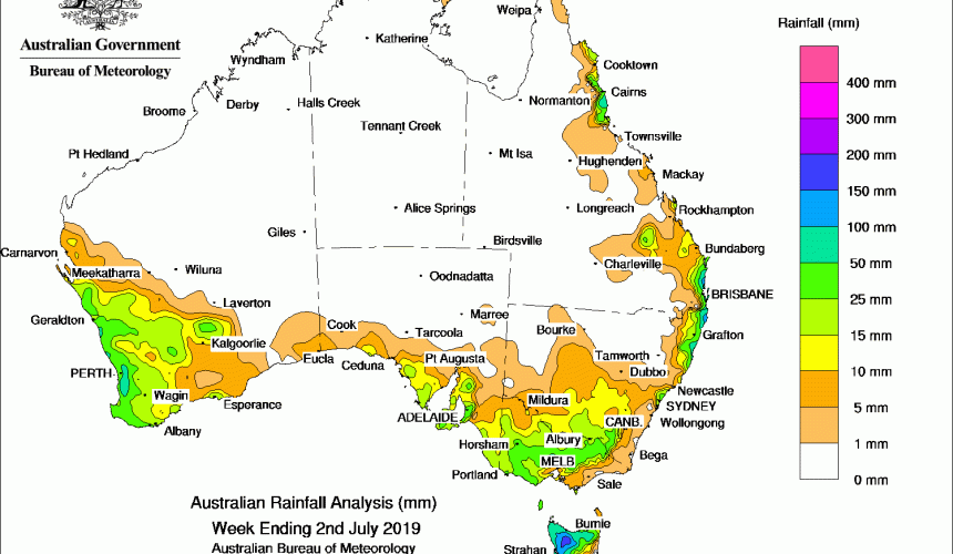 Weekly rainfall wrap + rain outlook, 3 July 2019