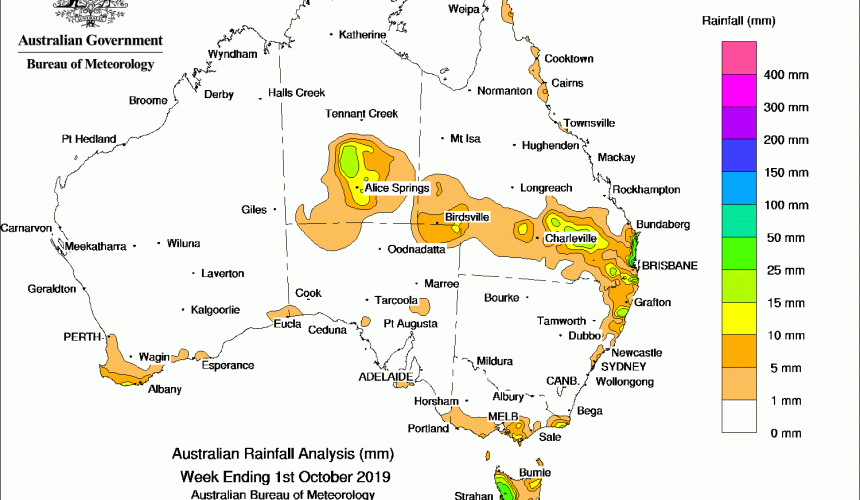 Weekly rainfall wrap + rain outlook, 2 Oct 2019
