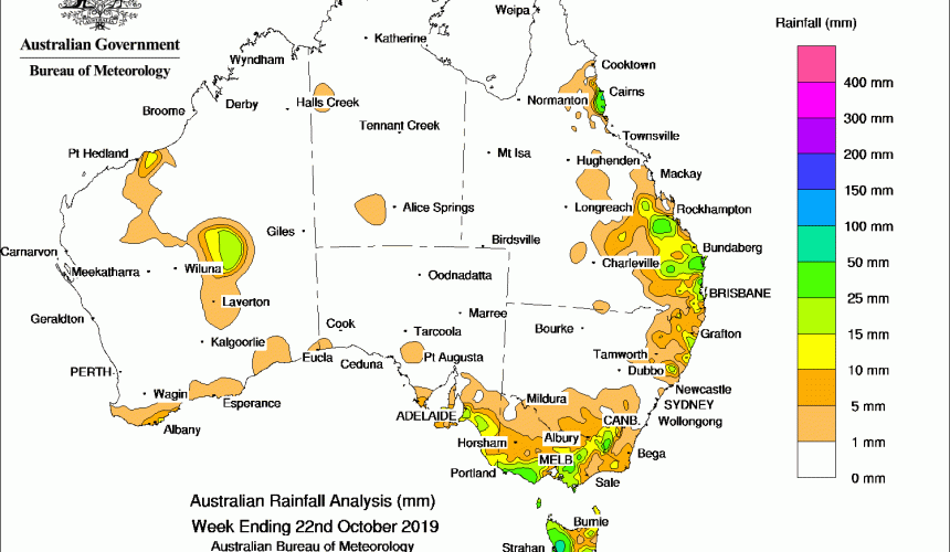 Weekly rainfall wrap + rain outlook, 23 Oct 2019