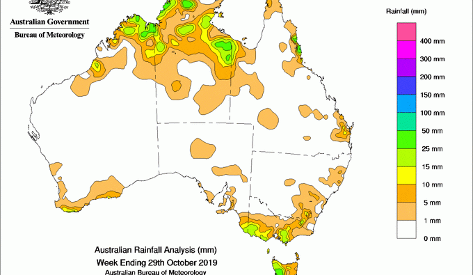 Weekly rainfall wrap + rain outlook, 30 Oct 2019