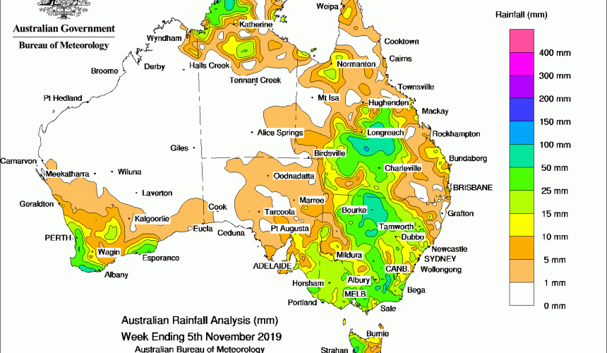 Weekly rainfall wrap + rain outlook, 6 Nov 2019
