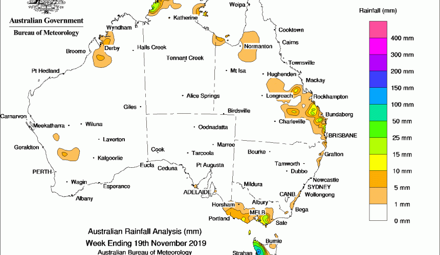 Weekly rainfall wrap + rain outlook, 20 Nov 2019