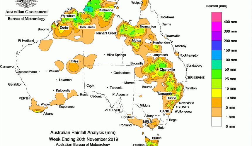 Weekly rainfall wrap + rain outlook, 27 Nov 2019