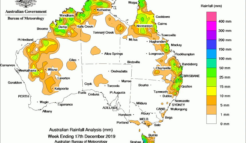Weekly rainfall wrap + rain outlook, 18 Dec 2019
