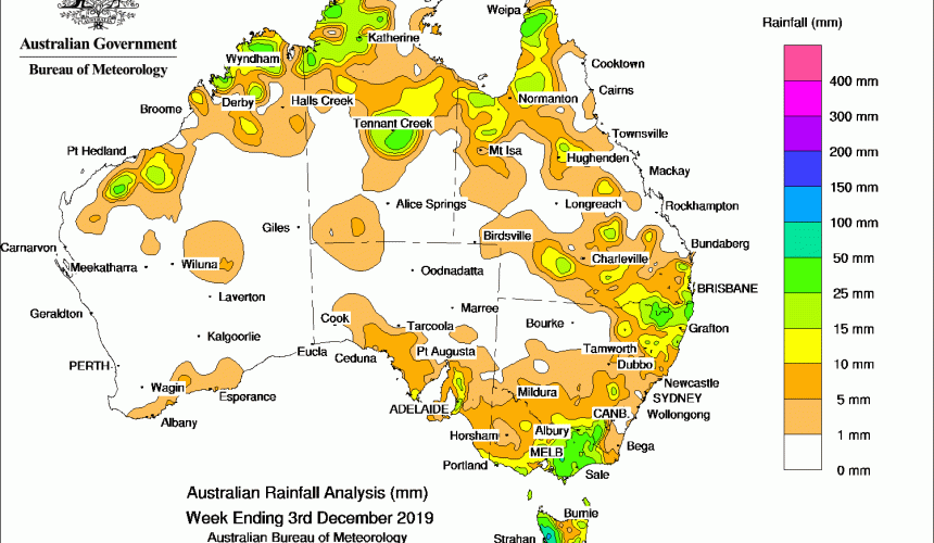 Weekly rainfall wrap + rain outlook, 4 Dec 2019