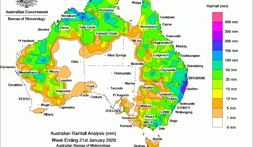 Weekly rainfall wrap + rain outlook, 22 Jan 2020