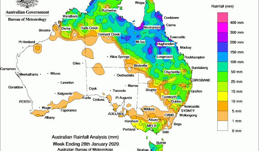 Weekly rainfall wrap + rain outlook, 29 Jan 2020