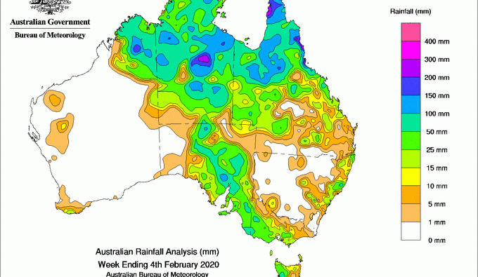 Weekly rainfall wrap + rain outlook, 5 Feb 2020