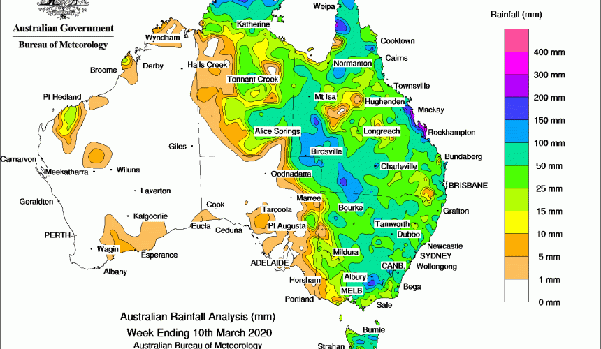 Weekly rainfall wrap + rain outlook, 11 March 2020