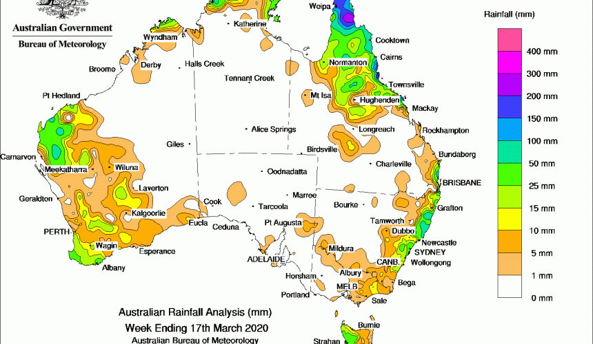 Weekly rainfall wrap + rain outlook, 17 March 2020
